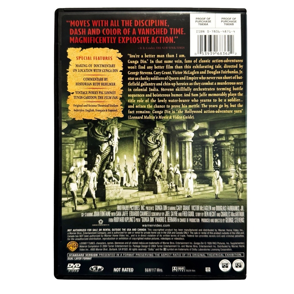 Gunga Din DVD 2004 Cary Grant Victor McLaglen‎ Action Adventure Classic Movie - Picture 3 of 3